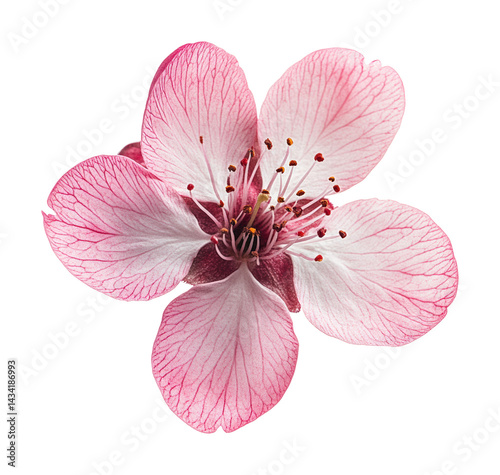 Fototapeta Naklejka Na Ścianę i Meble -  Delicate pink cherry blossom flower nature light isolated on transparent background