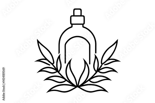 Glass bottle of olive oil with olives isolated