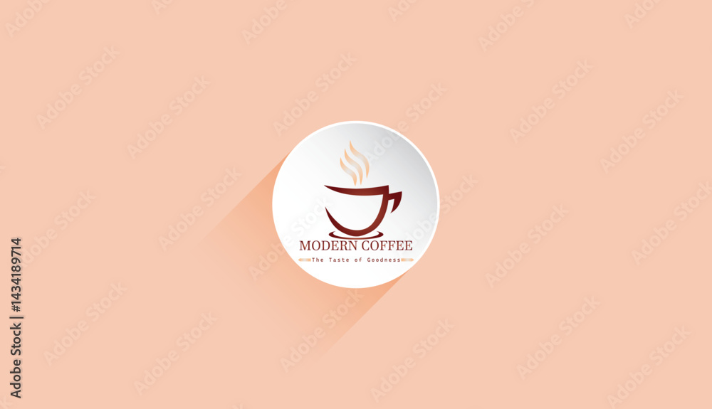 illustration of cup hot coffee logo design on brown background. illustration of cup hot coffee logo design on brown background.
