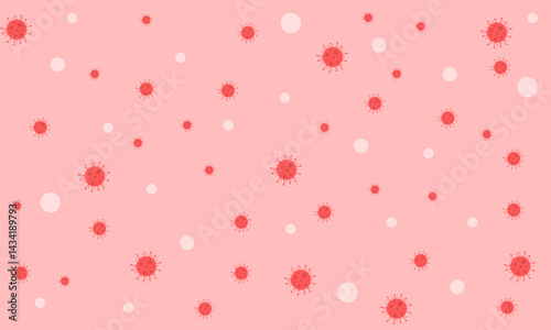 Background pattern of red viruses and white circles on pink
