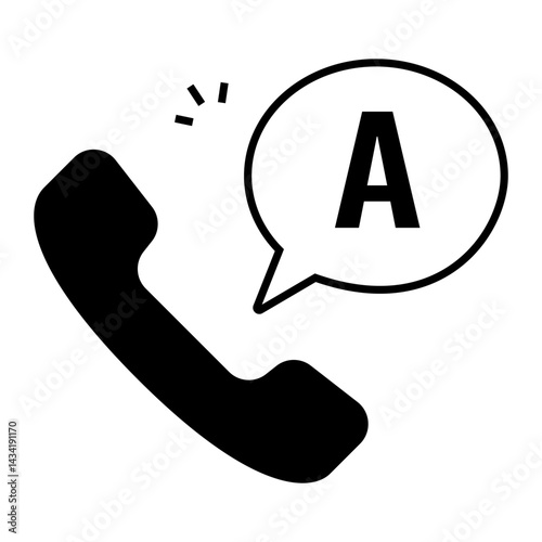 Phone Support Answer. Phone icon with A speech bubble indicating reply or agent response