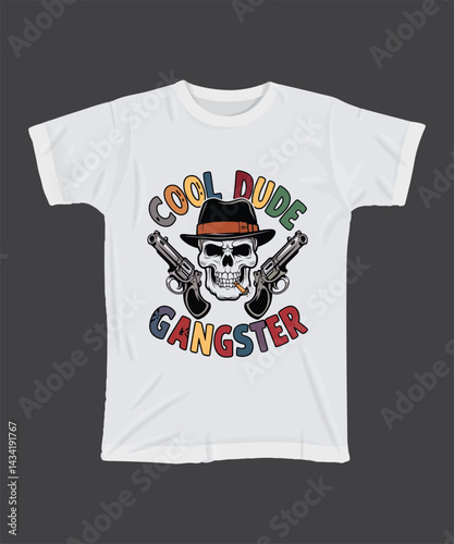 Cool dude gangster t-shirt with skull design