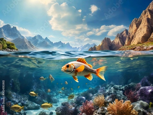 fish in the water. Scenic Wonders: Exploring Alaska's Majestic Landscape and Tropical Seas