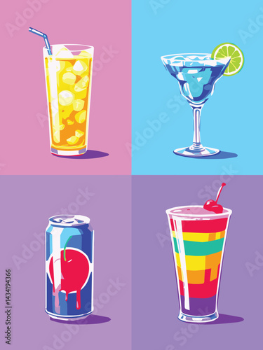 set of different cocktails