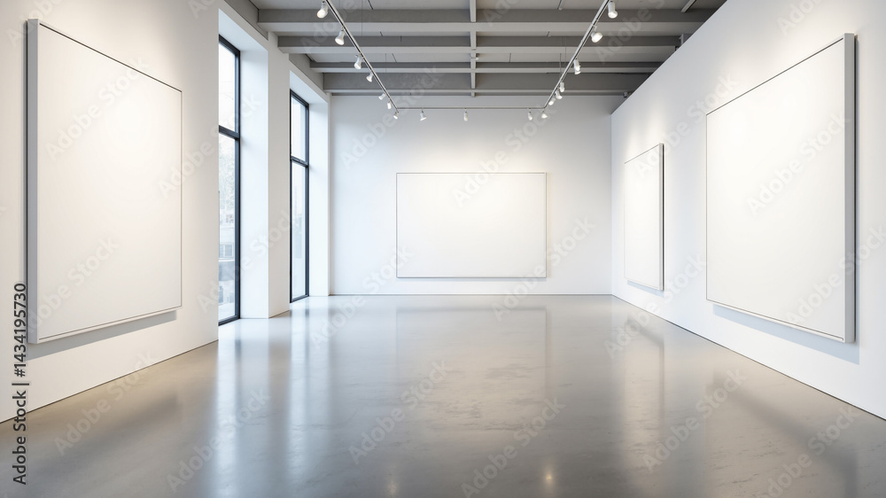 Obraz premium The image shows an empty room with white walls and large windows