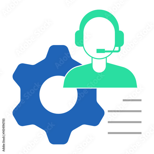 Technical Support Male. Male agent with gear symbol for providing technical troubleshooting support
