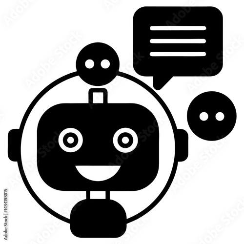 Chatbot responding to messages flat vector icon m
