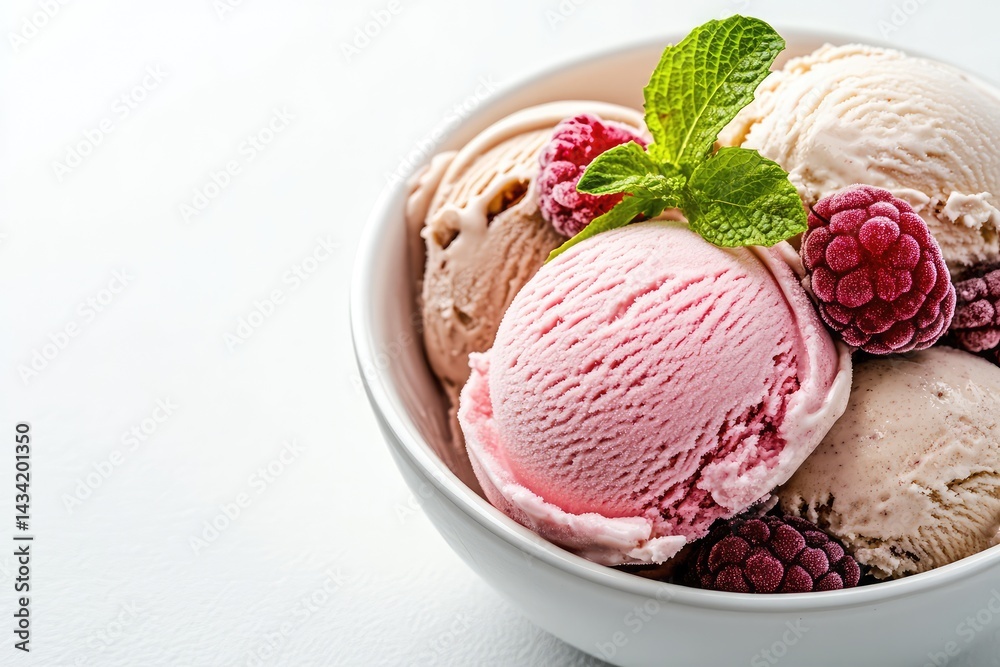 Mix ice cream in a bowl. AI generated illustration. Mix ice cream in a bowl. AI generated illustration.