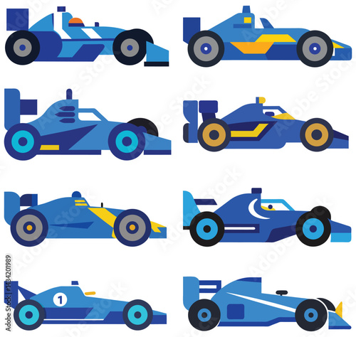 Set of formula 1 car vector illustration