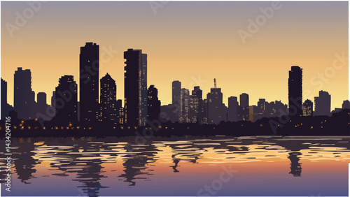 Mumbai Skyline at Sunset.eps