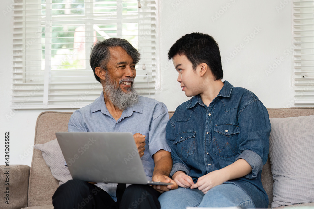 Communication and Learning. A grandfather and grandchild engaging in a meaningful conversation while learning together. Communication and Learning. A grandfather and grandchild engaging in a meaningful conversation while learning together.