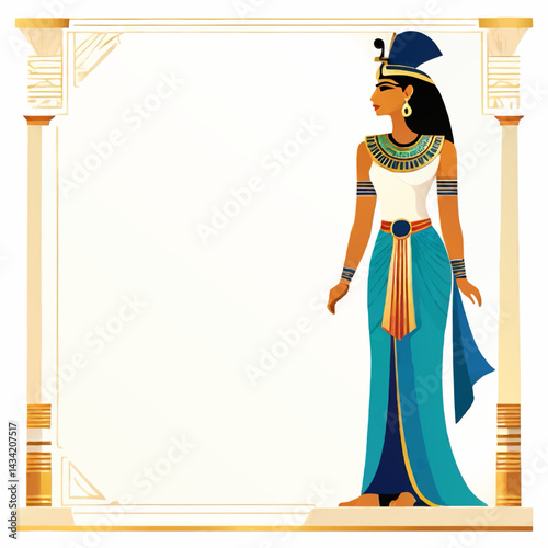 egyptian lady historfic fashion papyrus dempta picture frame patterm for insertion