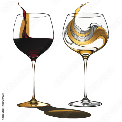 set of decorative wine glasses vector illustration