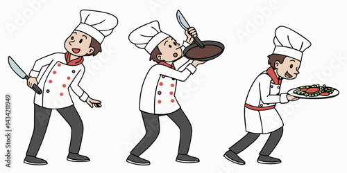 Professional chef set ,Vector illustration cartoon character.