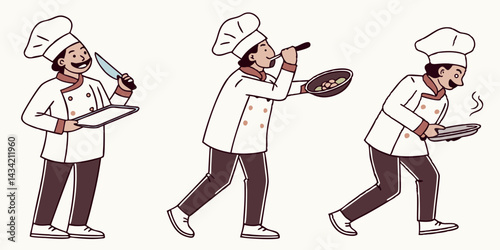 Professional chef set ,Vector illustration cartoon character.