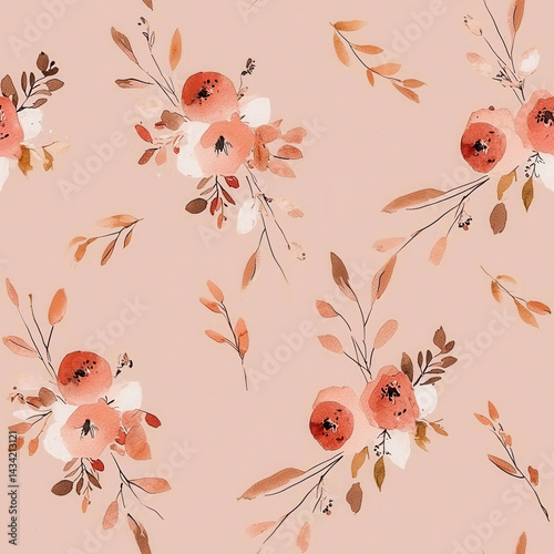 Seamless pattern Delicate floral pattern with soft colors and botanical elements