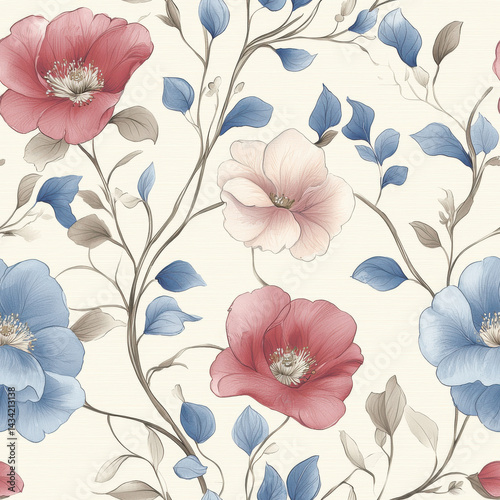 Seamless pattern Delicate floral pattern with soft colors and elegant design