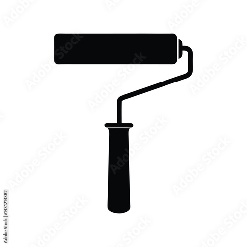 Solid dark blue silhouette of a paint roller vector Art & Illustration