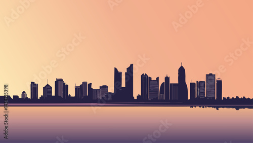 Abu Dhabi Urban View in Flat Vector Style