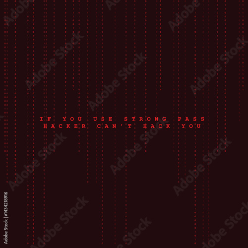 Technology Red Cyber Grid Illustration, Binary Code, Data Protection, and Internet Hacking Concept