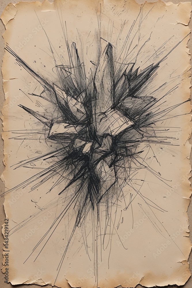 Obraz premium Rough Ink Texture with Flowing Hand-Drawn Composition