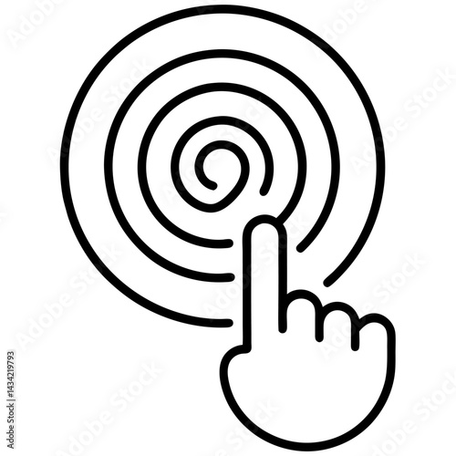 Vector hand cursor icon illustration aiming for the target circle, a business concept of success with a red arrow in the center