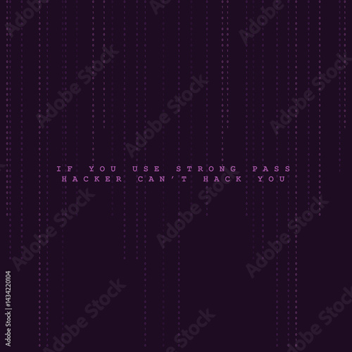 Digital Data Security Background, Abstract Futuristic Network, Cyber Attack and Purple Tech Matrix