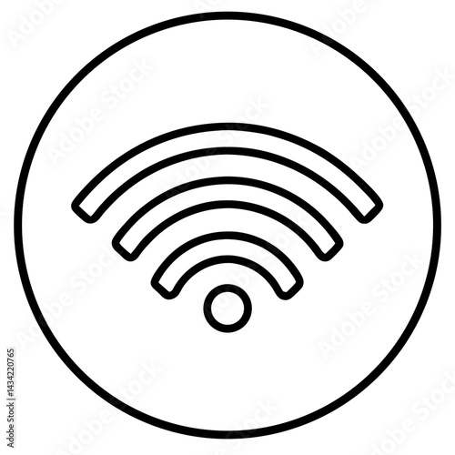 This is a wireless network icon, a wi-fi symbol for internet connection, often represented as a vector illustration on websites to indicate available technology or signal
