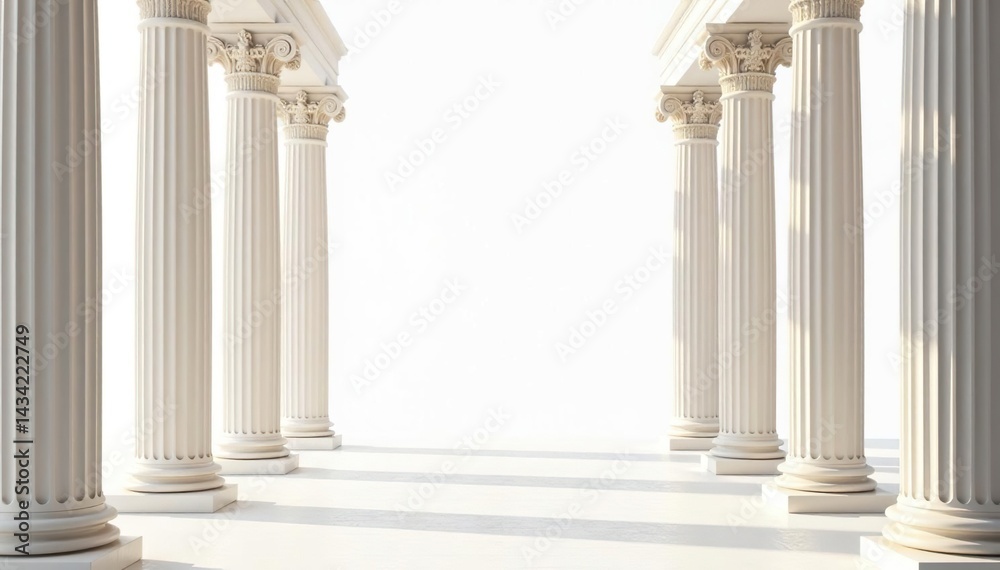 Elegant Roman columns against a stark white backdrop, aesthetic, rome, temple Elegant Roman columns against a stark white backdrop, aesthetic, rome, temple