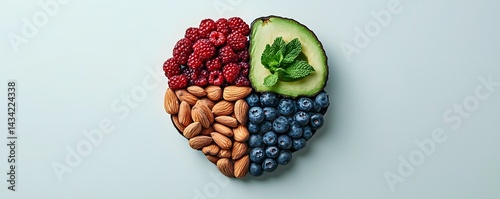 Wallpaper Mural Brain Shaped Avocado Cross Section with One Half Filled with Nuts and the Other Half Filled with Berries Representing a Healthy Mind and Body Balance Torontodigital.ca
