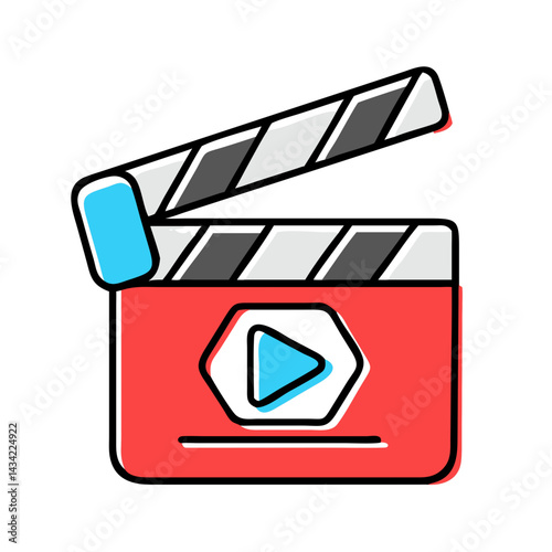Movie production clapperboard symbolizing film industry. 