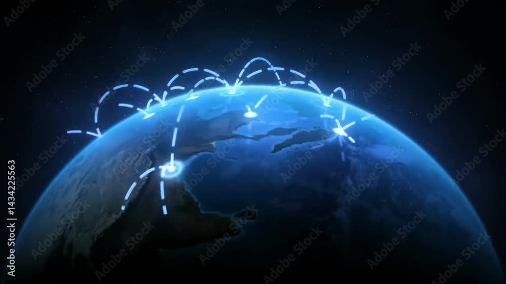 Global business communication technology concept of connections and information transfer in the world
