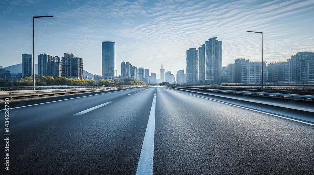 Modern City Highway Sunrise View Modern City Highway Sunrise View