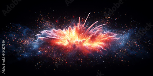 Wallpaper Mural Fireworks display, New Year's background, colorful fireworks blooming in the night sky, colorful sparks and sparkles flying everywhere Torontodigital.ca