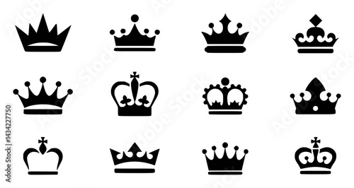 Set of Crown Icons and Symbols