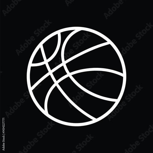 minimalist basketball icon with bold white lines