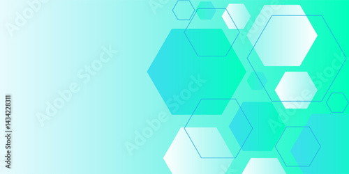 Abstract blue and white hexagon background. Futuristic digital hi-technology banner. Healthcare background. Vector