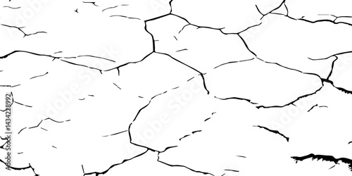 High-Resolution Vector Texture of Dry Cracked Earth with Transparent Background – Grunge Distressed Overlay Featuring Natural Split Lines and Soil Fractures
