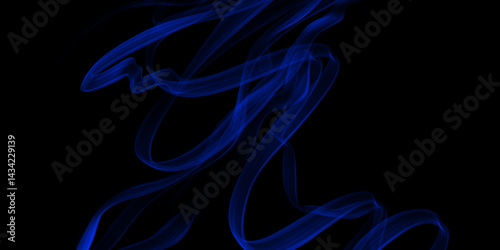 Blue smoke flow isolated on black. Gas flow shape effect. collection swirling movement of blue smoke group, abstract line Isolated on black background. Green smoke on black background.