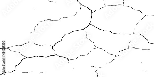 High-Resolution Vector Texture of Dry Cracked Earth with Transparent Background – Grunge Distressed Overlay Featuring Natural Split Lines and Soil Fractures
