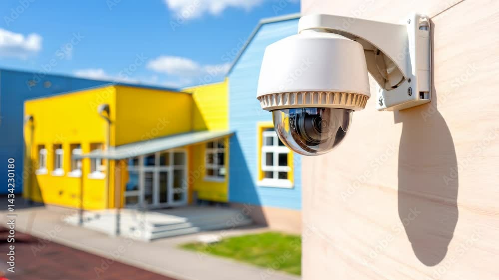 Security camera monitoring school playground.