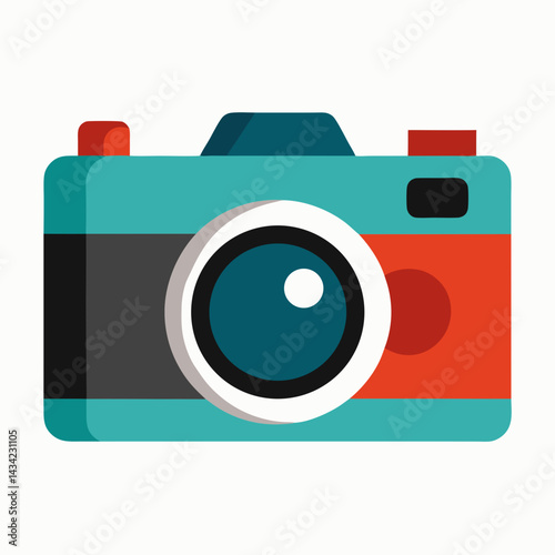 Stylized Flat Design Camera Illustration Photo Equipment Retro Camera Design
