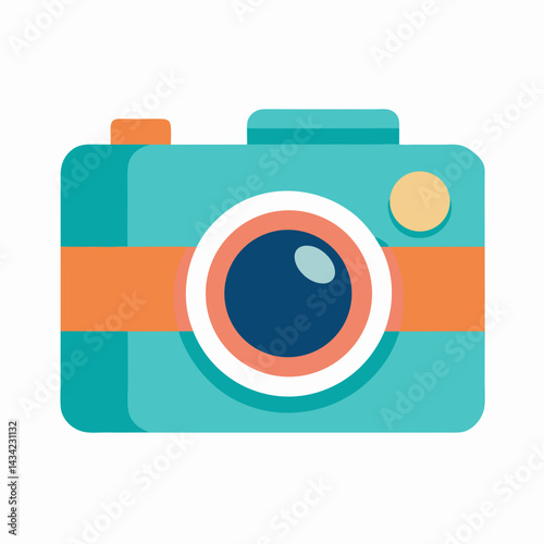 Creative Teal Camera Illustration Icon For Photography Social Media Projects