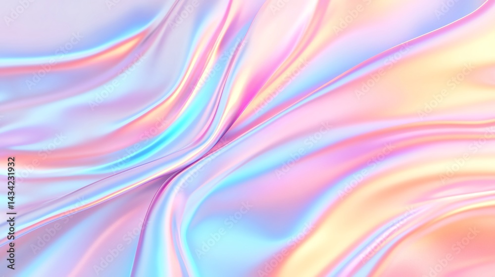 Obraz premium Colorful abstract waves, soft pastel swirls creating a dreamy atmosphere, perfect for backgrounds or creative projects.