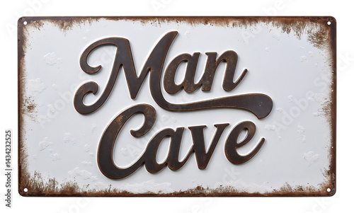 Man cave metal sign on a plain white background