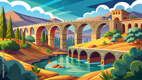 Very beautiful Ancient Roman bridge of Alcantara. Spain.