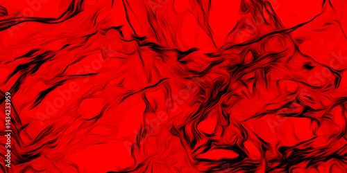 Black red satin dark fabric texture luxurious shiny that is abstract silk cloth background .abstract background or texture of rippled red silk fabric lines .close-up fragment of acrylic paint .	