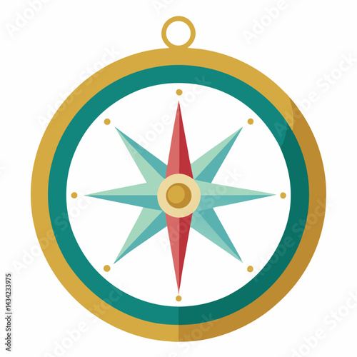 Flat Vector Compass Design Guiding Direction And Navigation Tool For Travelers