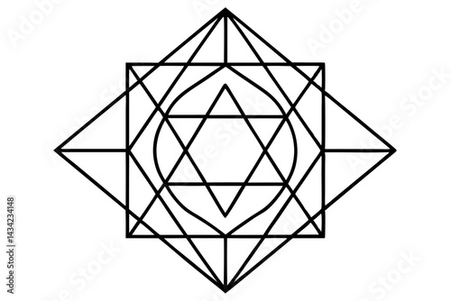 Abstract geometric design featuring a brilliant black triangle jewel icon