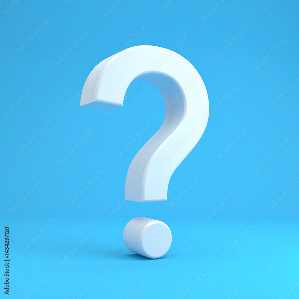 Question mark on blue background. 3D rendering. FAQ and QA. Problem solution. Question mark on blue background. 3D rendering. FAQ and QA. Problem solution.